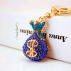 12834925818_546462728 Wholesale Creative Diamond Crystal Money Bag Lucky Bag Metal Keychain