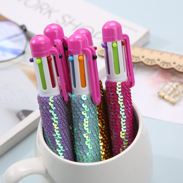 12839063838_990639907 Wholesale Sequin Multicolor Rainbow Ballpoint Pen
