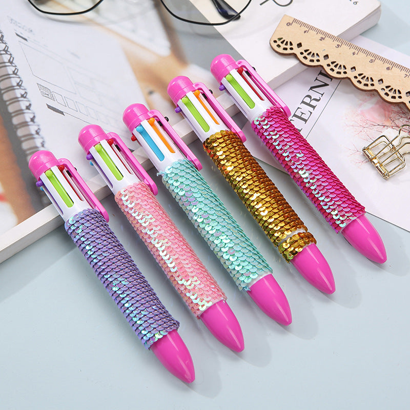 Wholesale Sequin Multicolor Rainbow Ballint Pen