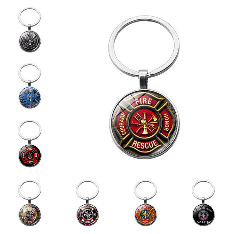 Wholesale Zinc Alloy Rescue Firefighter Time Gem Keychain