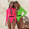 Wholesale One Piece Fluorescent Solid Color Swimwear