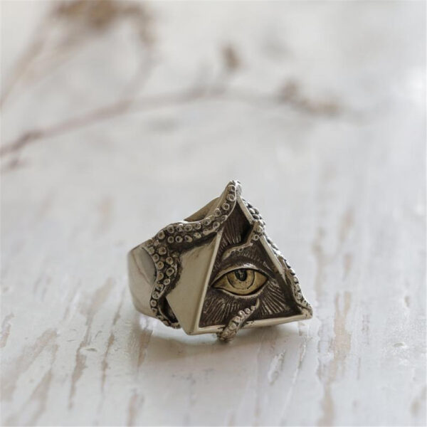 12919565316_384232189 Wholesale Eye of Horus Men's Octopus Triangle Eye Ring