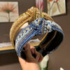 Wholesale New Fabric Art Diamond Middle Knotted Wide Brim Headband