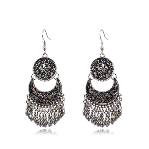 Wholesale Flower Metal Tassel Drop Earrings