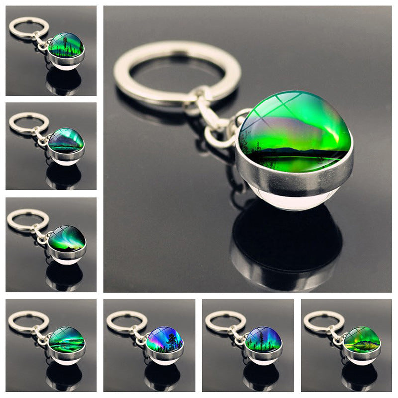 Wholesale Zinc Alloy Double Sided Glass Ball Keychain