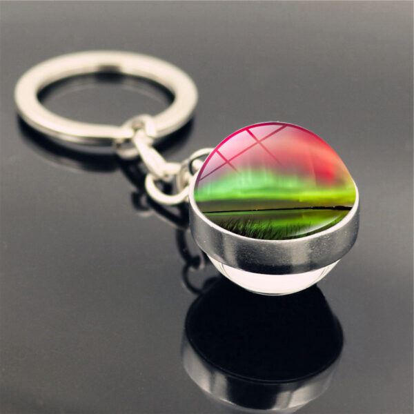 Wholesale Zinc Alloy Aurora Double Sided Glass Ball Keychain