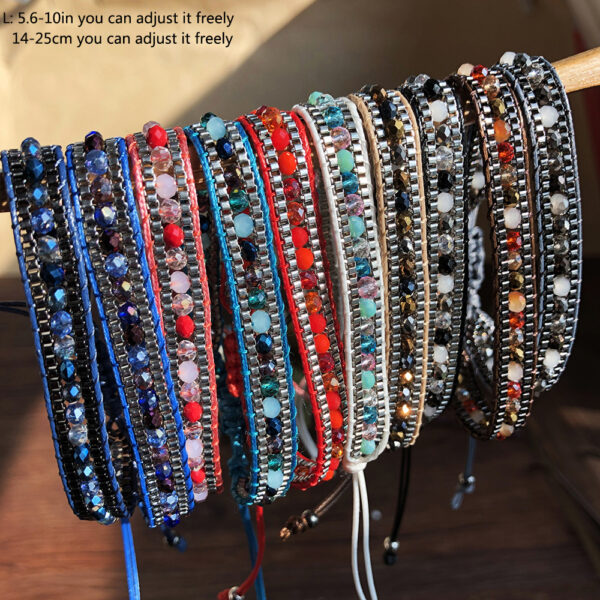 13038919185_108287258 Wholesale Mixed Color Crystal Beads Multi-layer Retro Ethnic Style Bracelet