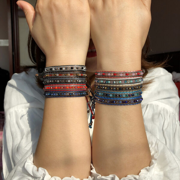 13038925001_108287258 Wholesale Mixed Color Crystal Beads Multi-layer Retro Ethnic Style Bracelet