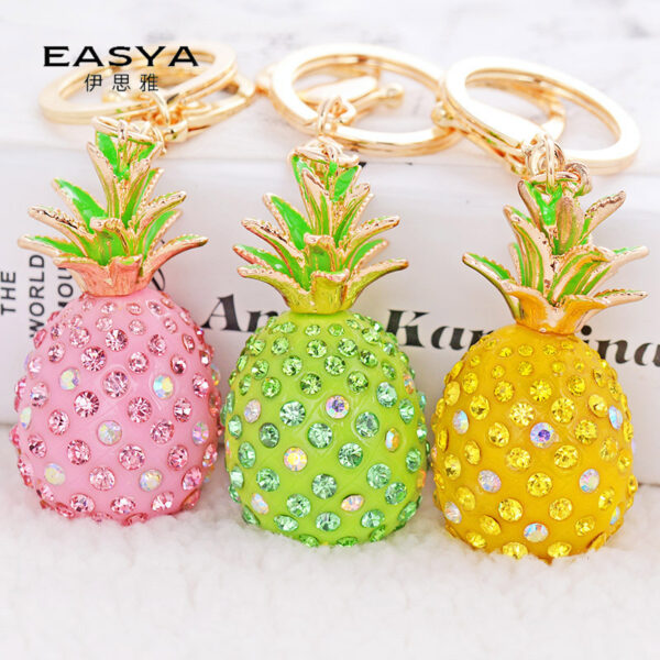 13045537259_949518863 Wholesale Acrylic Rhinestone Pineapple Shape Keychain