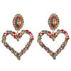 Wholesale Heart-shaped Alloy Inlaid Diamond Earrings