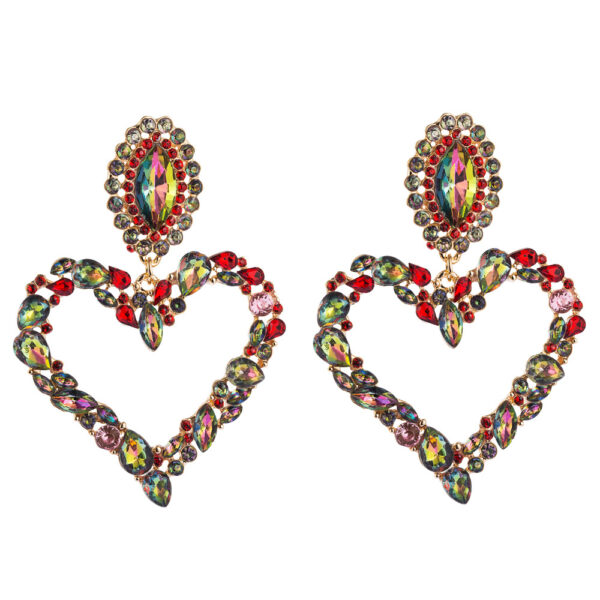 Wholesale Heart-shaped Alloy Inlaid Diamond Earrings