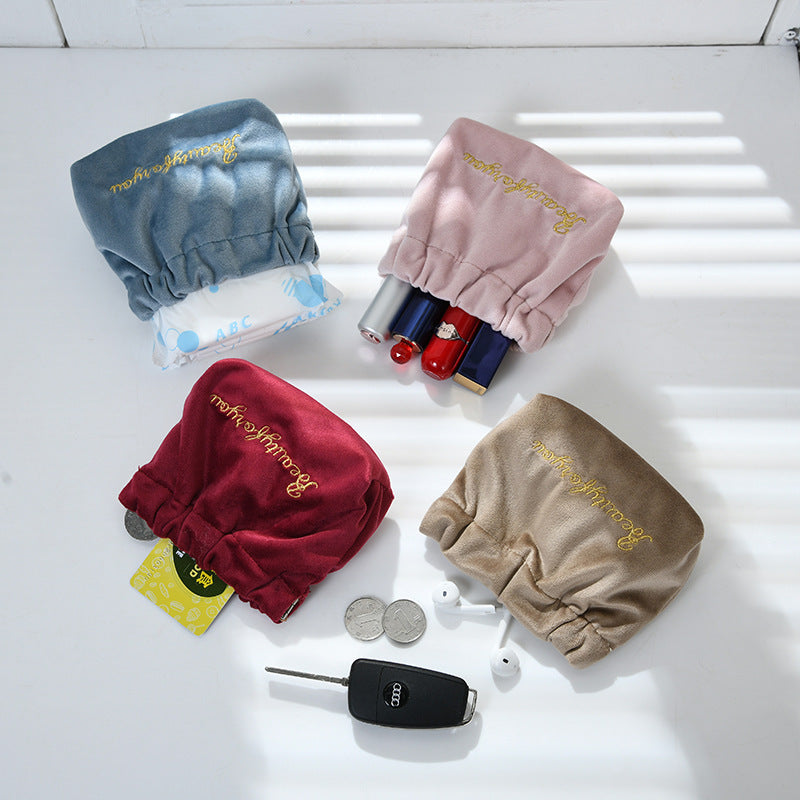 Wholesale Automatic Closure Lipstick Storage Bag Flannel