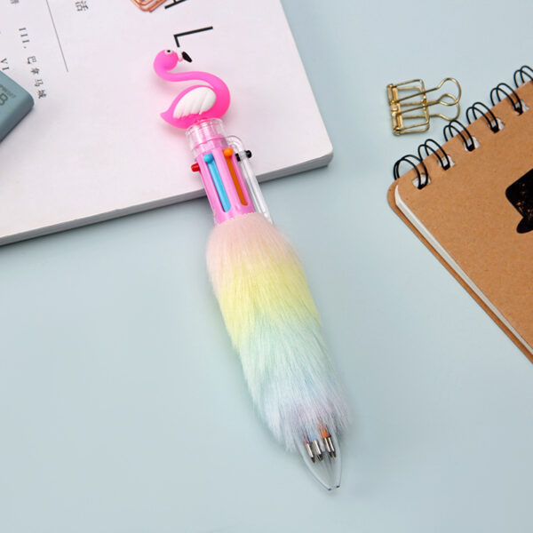 Wholesale Flamingo Plush Decorative Colorful Ballpoint Pens