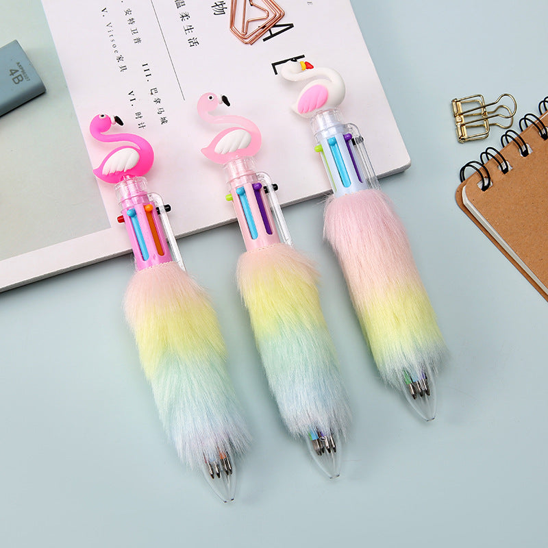 Wholesale Flamingo Plush Decorative Colorful Ballint Pens