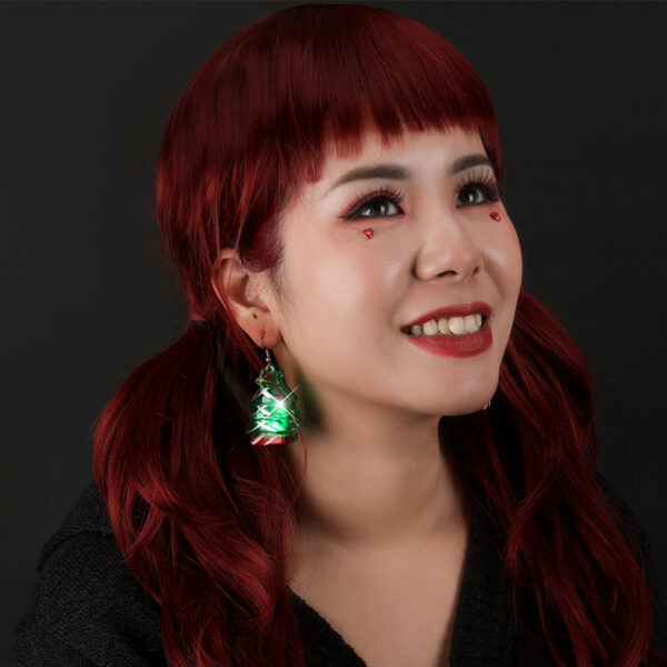 Wholesale LED Light Glow Christmas Plastic Earrings