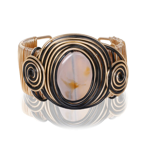Wholesale Vintage Large Gemstone Bracelet Metal Wire Open Bracelet