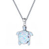 Wholesale Blue Opal Little Turtle Alloy Necklaces