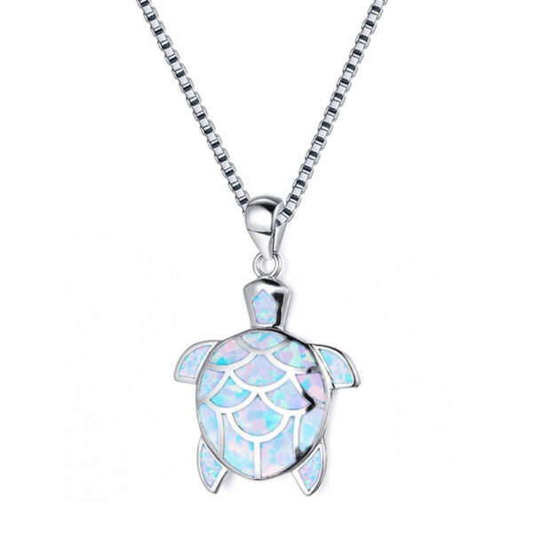Wholesale Blue Opal Little Turtle Alloy Necklaces