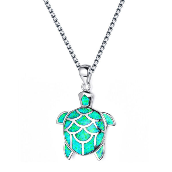Wholesale Blue Opal Little Turtle Alloy Necklaces