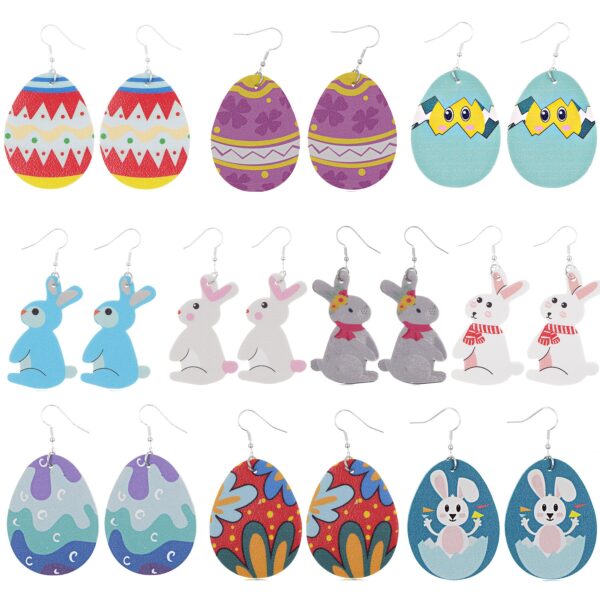 Wholesale Easter Egg Bunny Leather Earrings