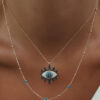 Wholesale vintage full diamond devil eye clavicle chain necklace set