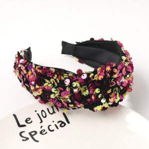 Fish scale sequin headband-Red Yellow / Qiyue factory direct sales