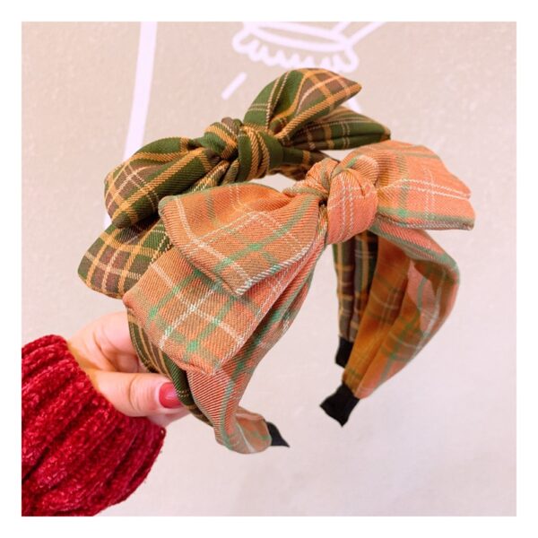 Wholesale Retro British Plaid Double Layer Bow Headband