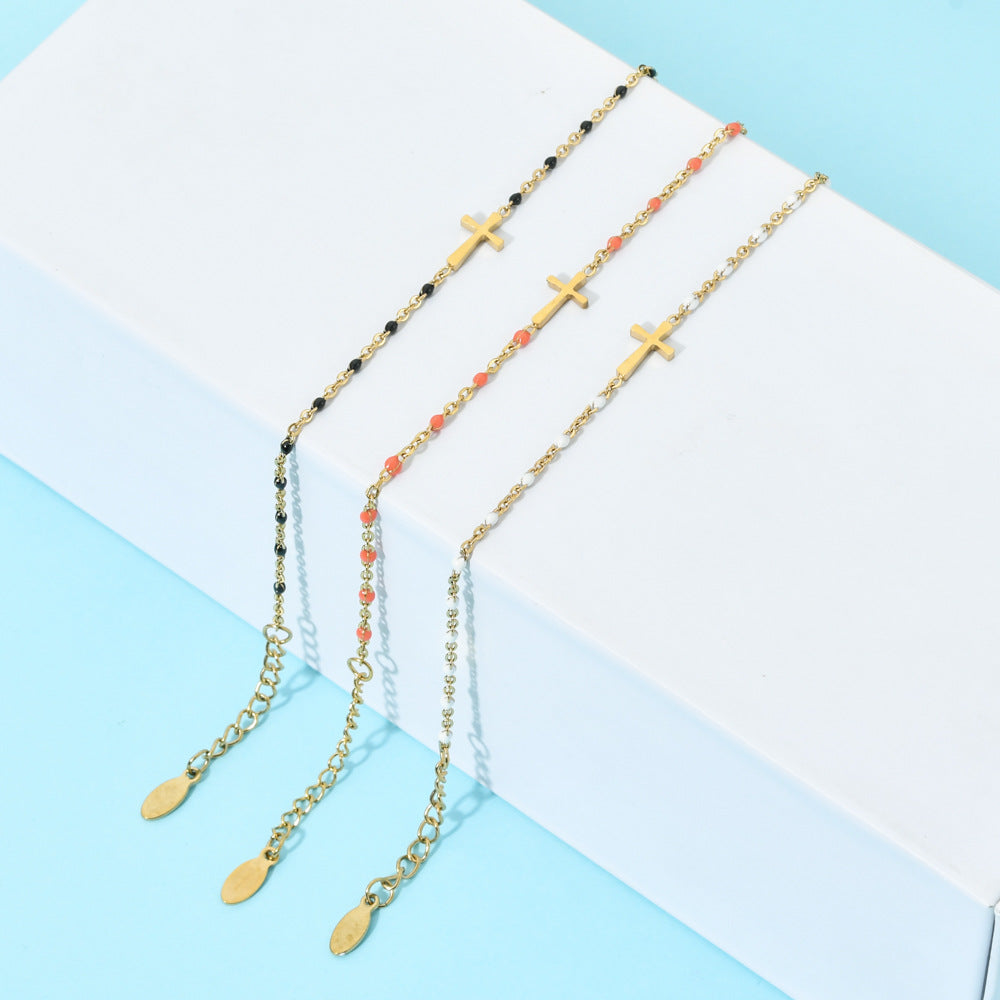 Wholesale Stainless Steel Oil ip Cross Bracelet
