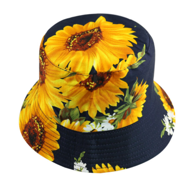 13273567807_1607986714 Wholesale Polyester Sunflower Print Reversible Bucket Hat
