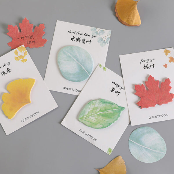 13274128391_764731668 Wholesale Paper Creative Leaf Maple Leaf Ginkgo Sticky Notes