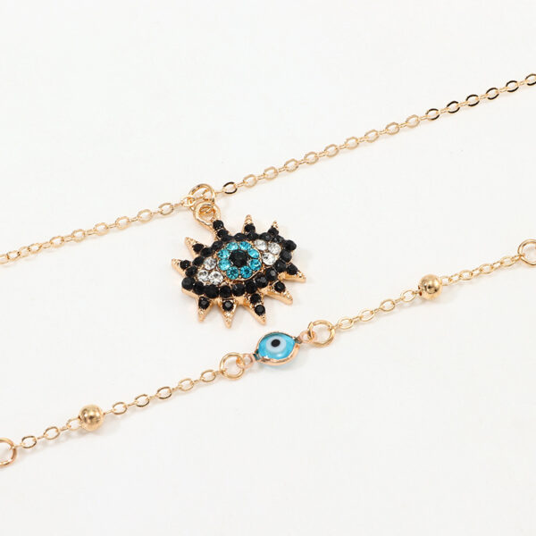 Wholesale vintage full diamond devil eye clavicle chain necklace set