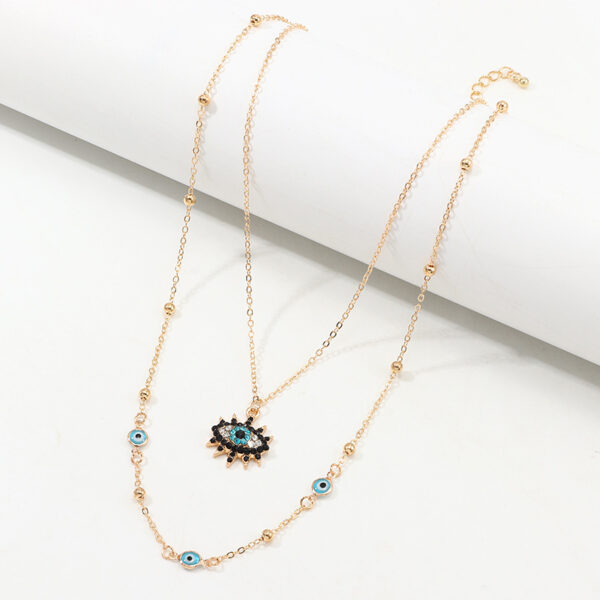 Wholesale vintage full diamond devil eye clavicle chain necklace set
