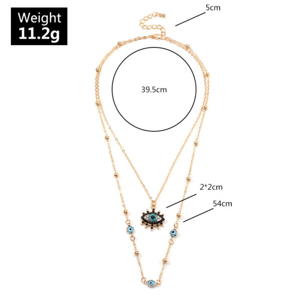 Wholesale vintage full diamond devil eye clavicle chain necklace set