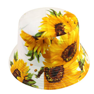 Wholesale Polyester Sunflower Print Reversible Bucket Hat