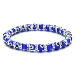 13318067710_865930288 Wholesale 6mm Glass Bead Alloy Diamond Devil Eye Bead Elastic Bracelet