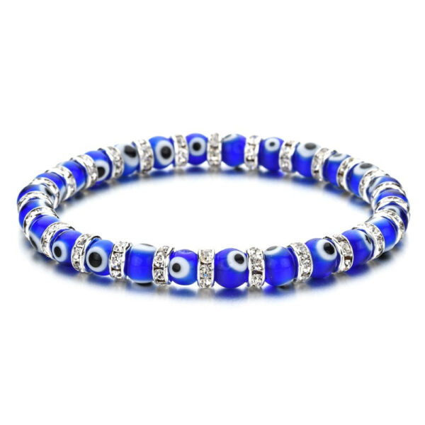 13318067710_865930288 Wholesale 6mm Glass Bead Alloy Diamond Devil Eye Bead Elastic Bracelet