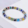 13318085301_865930288 Wholesale 6mm Glass Bead Alloy Diamond Devil Eye Bead Elastic Bracelet