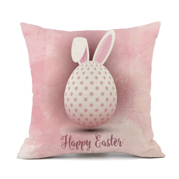 Wholesale Easter Truck Egg Bunny Print Linen Throw Pillow Cover