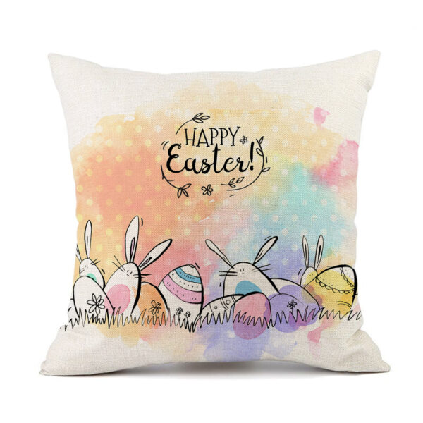 Wholesale Easter Truck Egg Bunny Print Linen Throw Pillow Cover