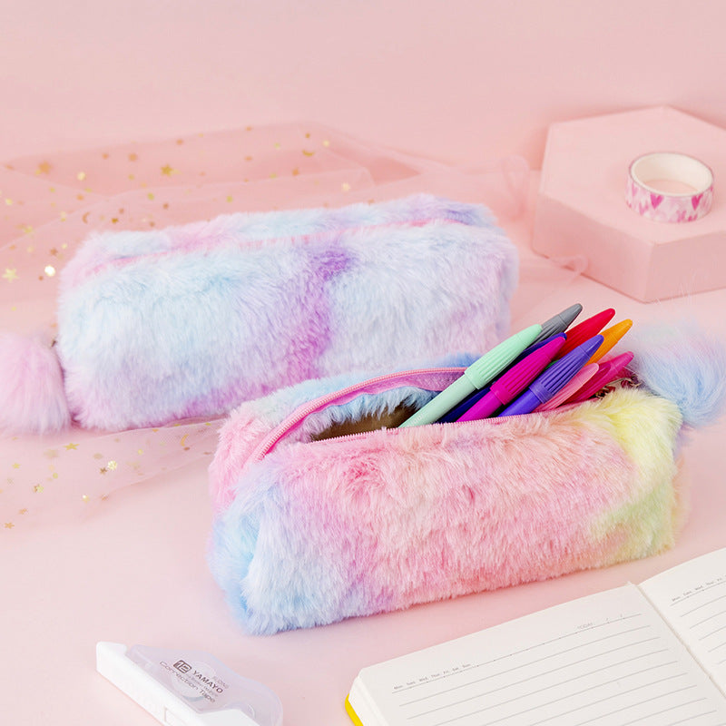 Wholesale Gradient Plush Octagonal Pen Bags