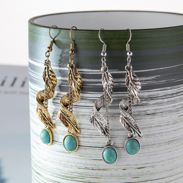 Wholesale Turquoise Long Alloy Earrings