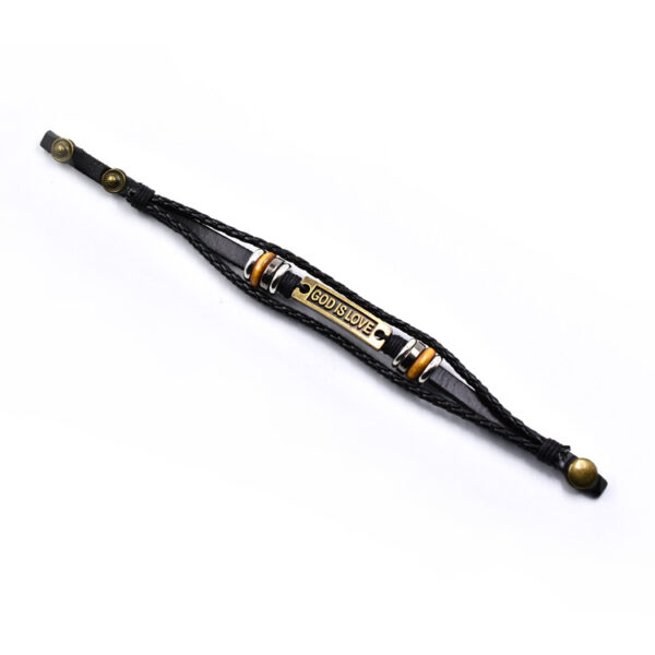 Wholesale Genuine Leather god is love Letters Multilayer Leather Woven Bracelet