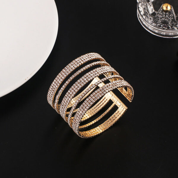 13605615568_273852949 Wholesale Diamond-encrusted Wire Multi-row Wide Bracelet