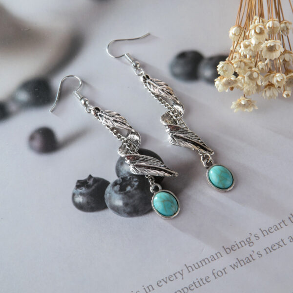 Wholesale Turquoise Long Alloy Earrings