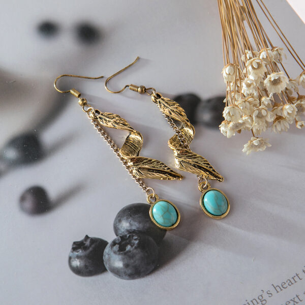Wholesale Turquoise Long Alloy Earrings