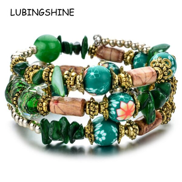 Wholesale Crushed Stone Crystal Glass Beads Mix and Match Multilayer Soft Pottery Bracelet