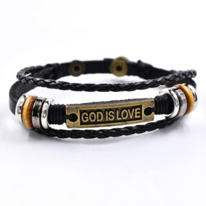 God is love leather bracelet