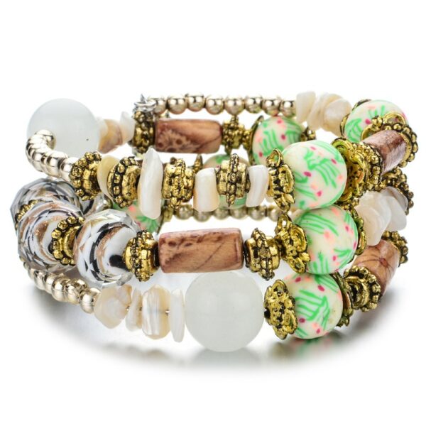 Wholesale Crushed Stone Crystal Glass Beads Mix and Match Multilayer Soft Pottery Bracelet