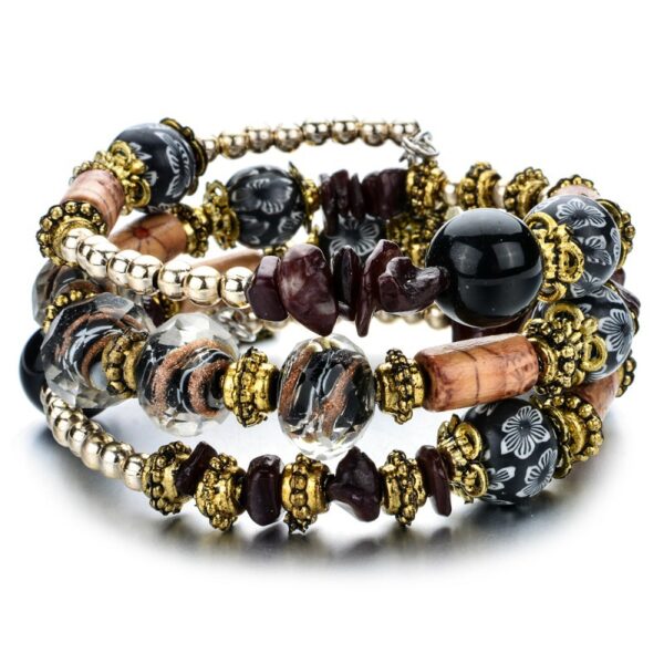 Wholesale Crushed Stone Crystal Glass Beads Mix and Match Multilayer Soft Pottery Bracelet