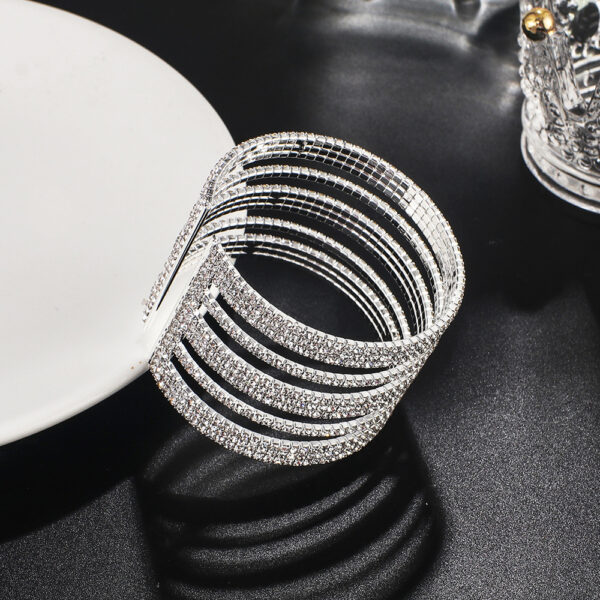 13688576573_273852949 Wholesale Diamond-encrusted Wire Multi-row Wide Bracelet